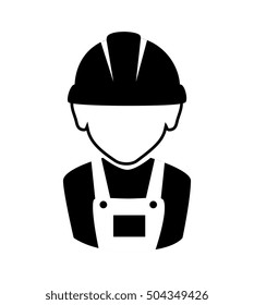 icon silhouette worker construction design