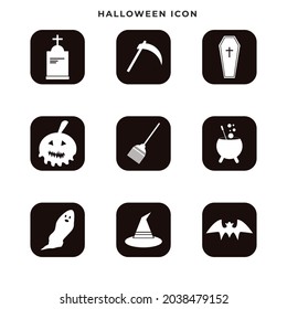 Icon of silhouettes of Halloween black background. Icon