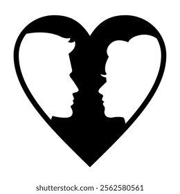 Icon silhouettes of a man and a woman in love. Vector illustration