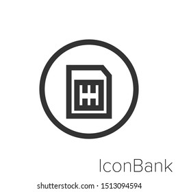 Icon sim card in black and white Illustration.