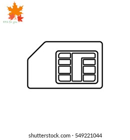 Icon of sim card on white background. All elements sim card for web design and decoration of greeting cards.