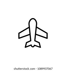 Icon of simple airplane. Flight, flying, plane. Trip concept. Can be used for topics like vacation, travel, tourism