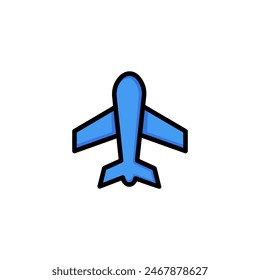 Icon of simple airplane. Flight, flying, plane. Trip concept. Can be used for topics like vacation, travel, tourism