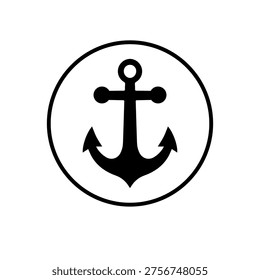 Icon simple of an anchor and a circle color blac