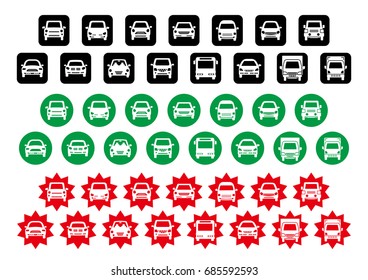 icon of simple car - various shapes and colors - 