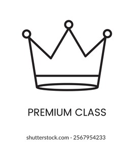 An icon of a simple crown with geometric shapes in vector, symbolizing premium design and exclusivity, with an editable stroke.