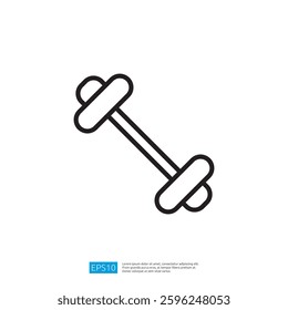 Icon of a Simple Dumbbell Representing Strength Training and Fitness Activities in a Minimalist Design