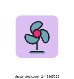 Icon of simple fan. Propeller, rotating, device. Cooling concept. Can be used for topics like air, climate control, ventilation