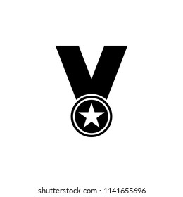 The icon of medal, gong. Simple flat icon illustration of medal, gong for a website or mobile application on white background