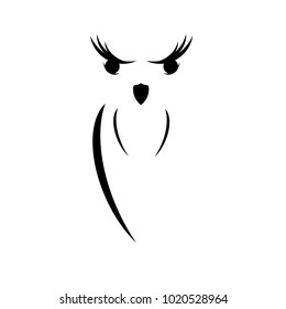 Icon of simple owl from lines and smears, contours and parts