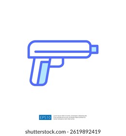 Icon of a Simplistic Handgun Illustration Representing Law and Judgment Themes in a Minimalist Design Style