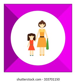 Icon of single-parent family consisting of one woman and one child