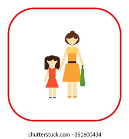 Icon of single-parent family consisting of one woman and one child