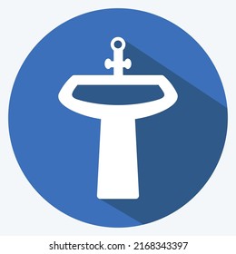 Icon Sink. suitable for Home symbol. long shadow style. simple design editable. design template vector. simple symbol illustration