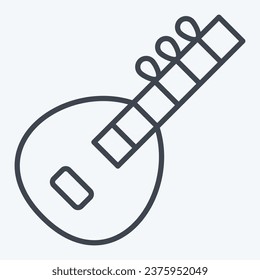 Icon Sitar. related to India symbol. line style. simple design editable. simple illustration