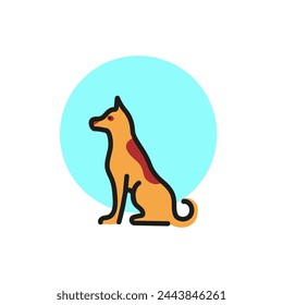 Icon of sitting dog. Pet, animal, veterinary. Animal care concept. Can be used for topics like veterinary, dog training, rescue.