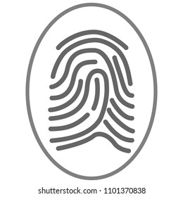 Icon sized graphic with lines reprensenting finger print technology uses