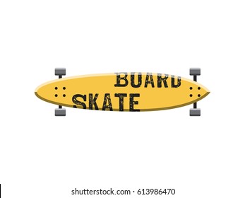 Icon skate in flat style. Skateboard isolated on white background