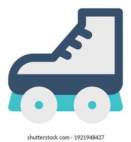 icon skate roller using flat style and blue color dominate