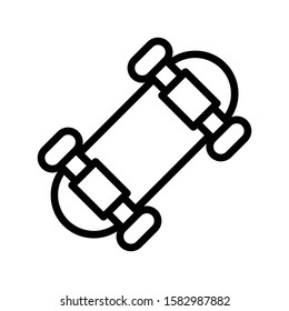 Icon skateboard in outline style. vector illustration and editable stroke. Isolated on white background.