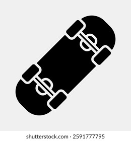 Icon skateboard. Sports elements. Icon in glyph style.