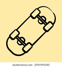 Icon skateboard. Sports elements. Icon in hand drawn style.