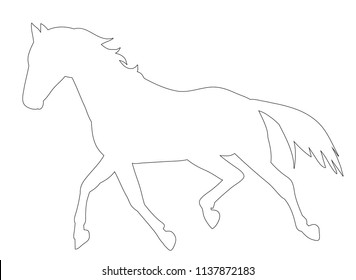 icon, sketch, outline horse running