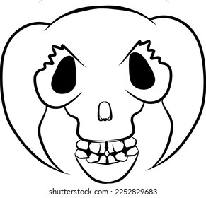 icon or sketch of a skull with long horns
