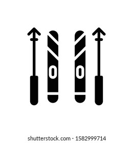 Icon ski in glyph style. vector illustration and editable stroke. Isolated on white background.