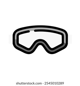 Icon of ski goggles in blue and black, ideal for skiing and snowboarding.