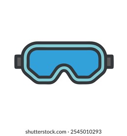 Icon of ski goggles with blue lenses, ideal for winter sports designs.