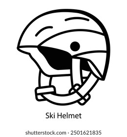 An icon of ski helmet in doodle style  