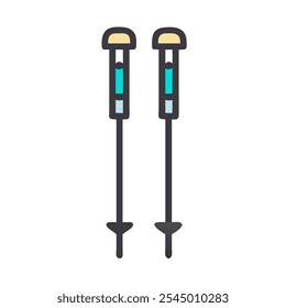 Icon of ski poles with blue handles, symbolizing skiing and winter activities.