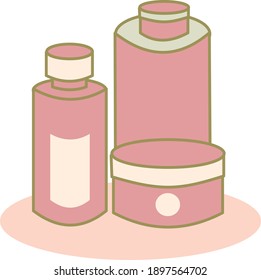 icon of skin care, body care tube, perfume, illustration line art vector flat design
