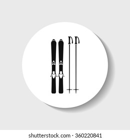 Icon skis with sticks.