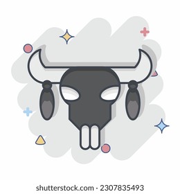 Icon Skull 2. related to American Indigenous symbol. comic style. simple design editable