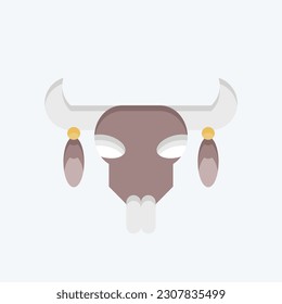 Icon Skull 2. related to American Indigenous symbol. flat style. simple design editable