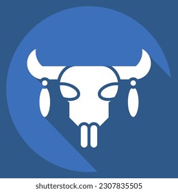 Icon Skull 2. related to American Indigenous symbol. long shadow style. simple design editable