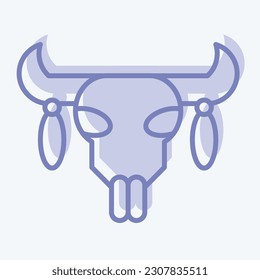 Icon Skull 2. related to American Indigenous symbol. two tone style. simple design editable