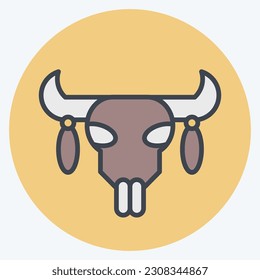 Icon Skull 2. related to American Indigenous symbol. color mate style. simple design editable