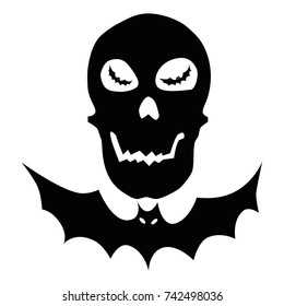 Icon of a skull with a bat. Vector image for web application sites.