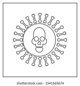 Icon skull in a circle with bones, amulet