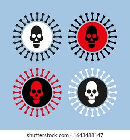 Icon skull in a circle with bones, amulet
