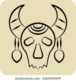 Icon Skull Cow. related to Indigenous People symbol. hand drawn style. simple design editable. simple illustration