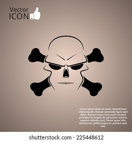 Icon skull and crossbones - a mark of the danger warning. Made in vector