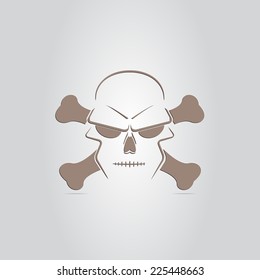 Icon skull and crossbones - a mark of the danger warning. Made in vector