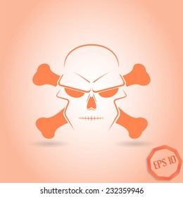 Icon skull and crossbones - a mark of the danger warning. Made in vector