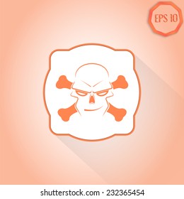 Icon skull and crossbones - a mark of the danger warning. Made in vector