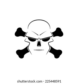 Icon skull and crossbones on an isolated white background. Made in vector