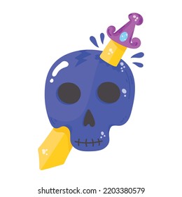 An icon of skull flat vector 